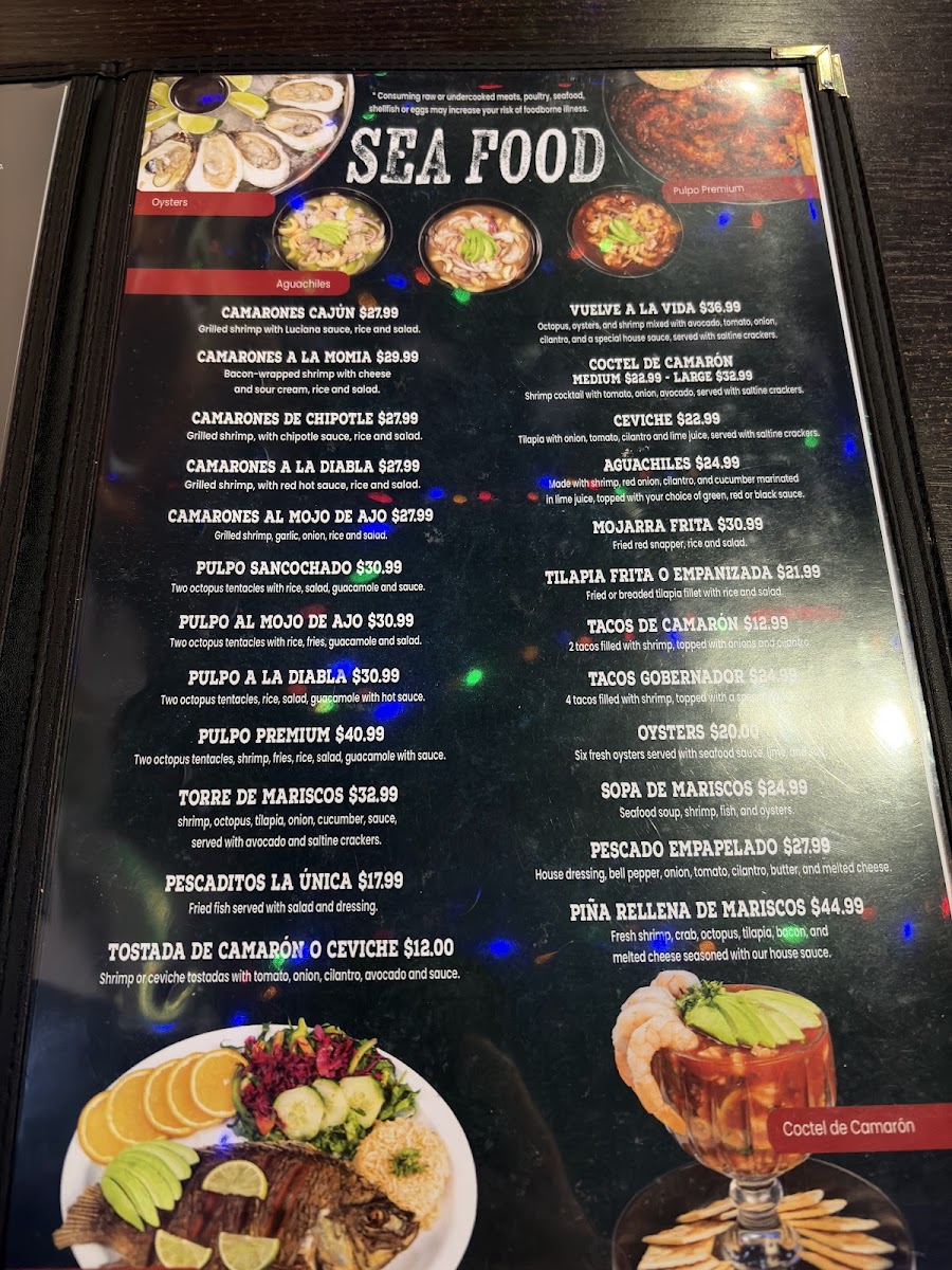 La Única Restaurant Menu - Image 1